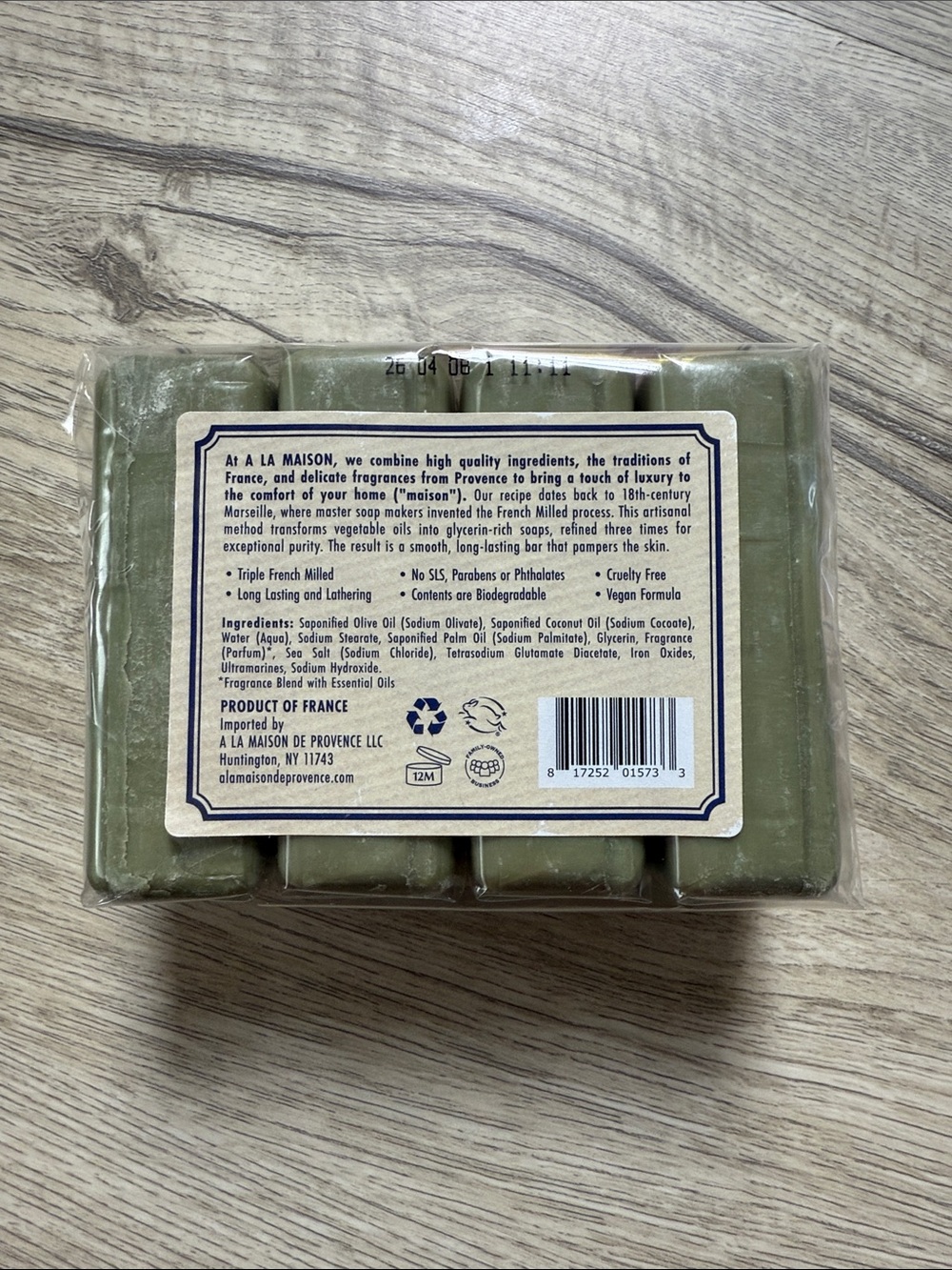 NEW A La Maison Lavender Rosemary Olive Oil Bar Soap 4 Bars French Milled Sealed - Picture 2 of 5